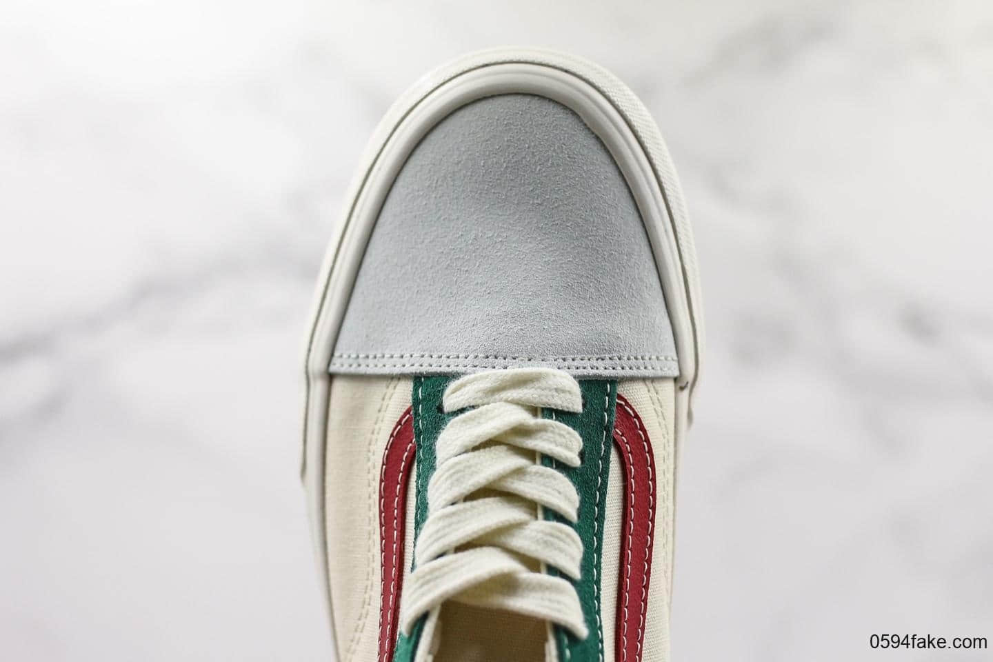 万斯Vans OG Old Skool Vault全新米色红绿结合滑板鞋真标硫化版本原厂钢印原标原盒