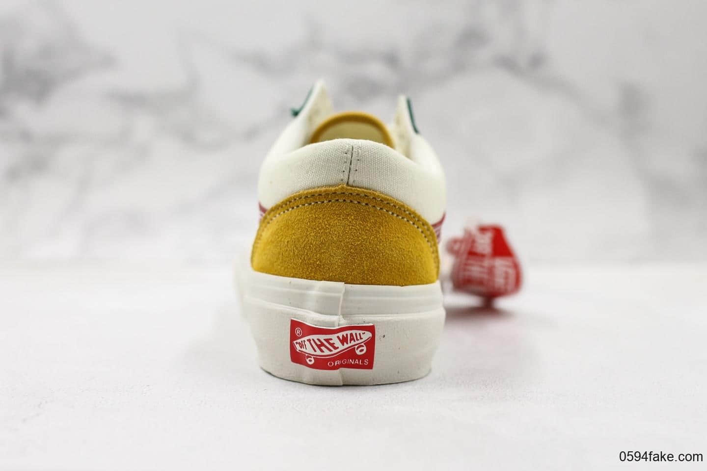 万斯Vans OG Old Skool Vault全新米色红绿结合滑板鞋真标硫化版本原厂钢印原标原盒