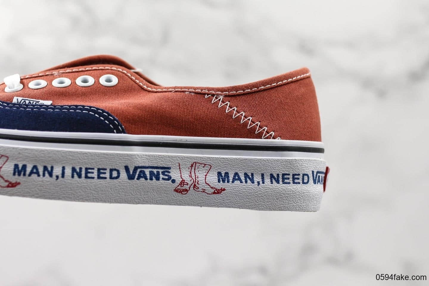 万斯Vans Authentic SF MEN I NEED VANS红字母小红书爆款4孔经典印花真标原装硫化工艺原鞋开模定制布料版正确卡色