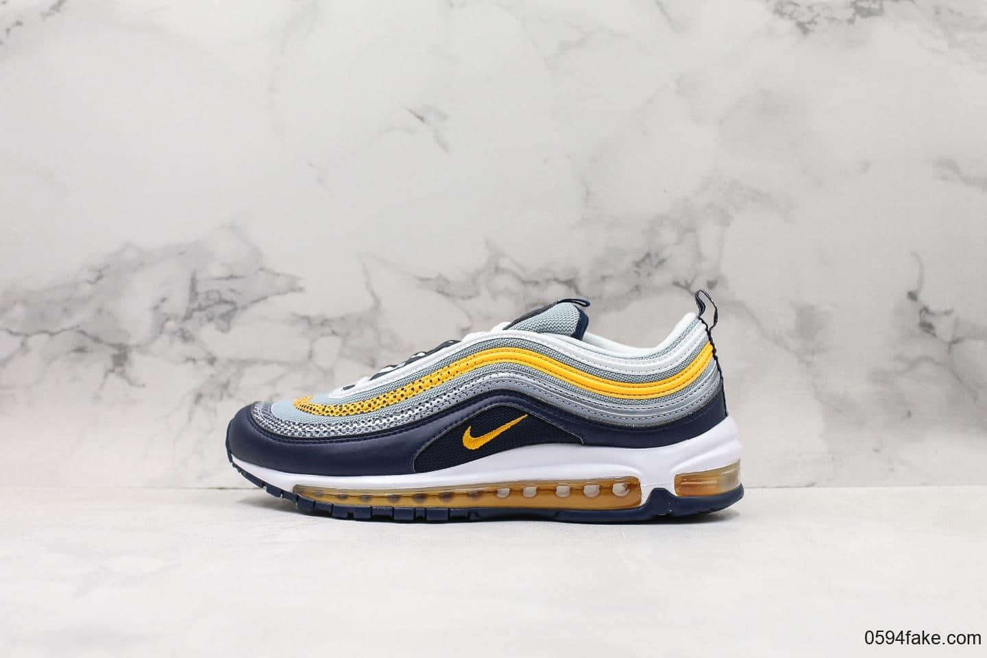 耐克Nike Air Max 97纯原版本全新黄黑配色子弹头气垫鞋原厂TPU反光材料 货号：BV0050-400