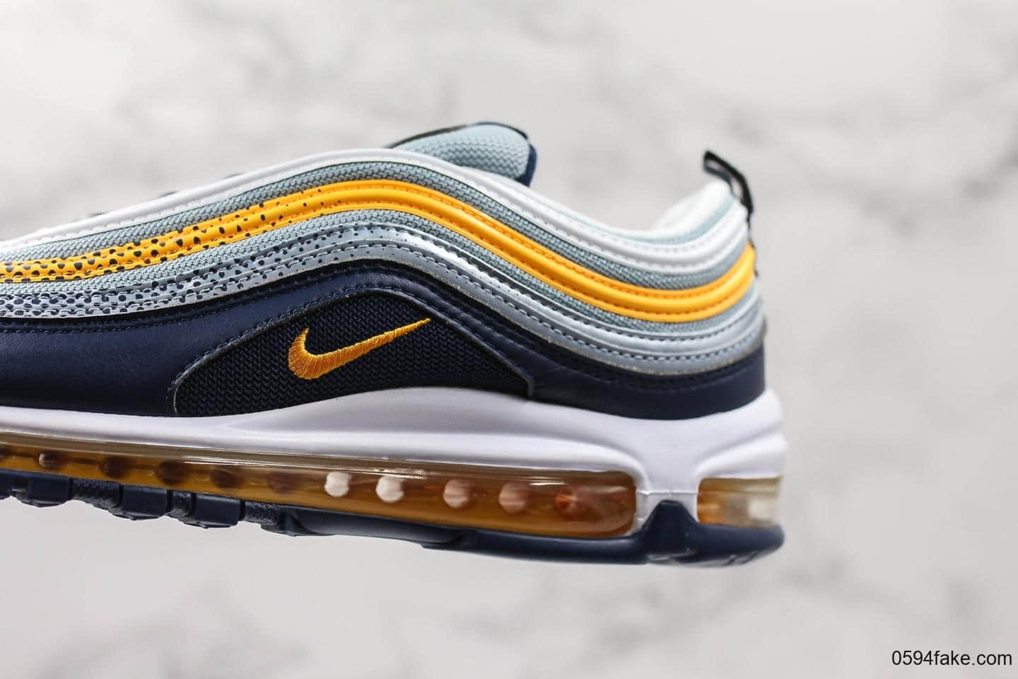 耐克Nike Air Max 97纯原版本全新黄黑配色子弹头气垫鞋原厂TPU反光材料 货号：BV0050-400