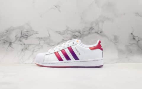 阿迪达斯Adidas superstar 80S三叶草贝壳头渐变红限定配色经典百搭休闲运动板鞋 货号：EG8132