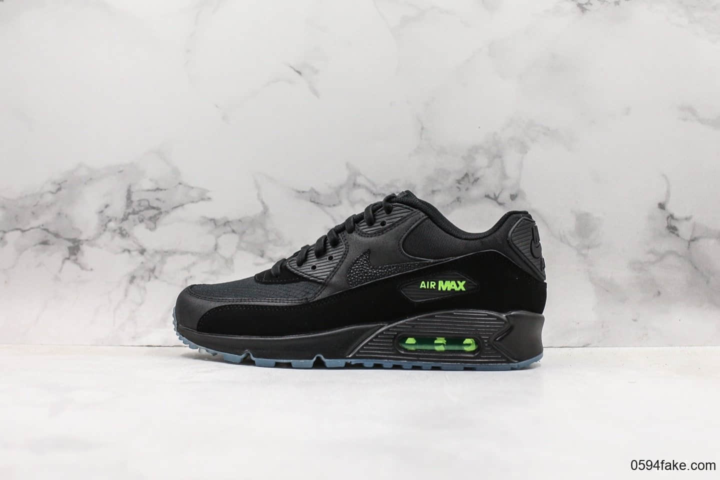 耐克Nike Wmns Air Max 90 SE“Day teal tint”黑绿复古气垫运动慢跑鞋公司级带半码 正确Air气垫+PU高弹大底 货号：AQ6101-001