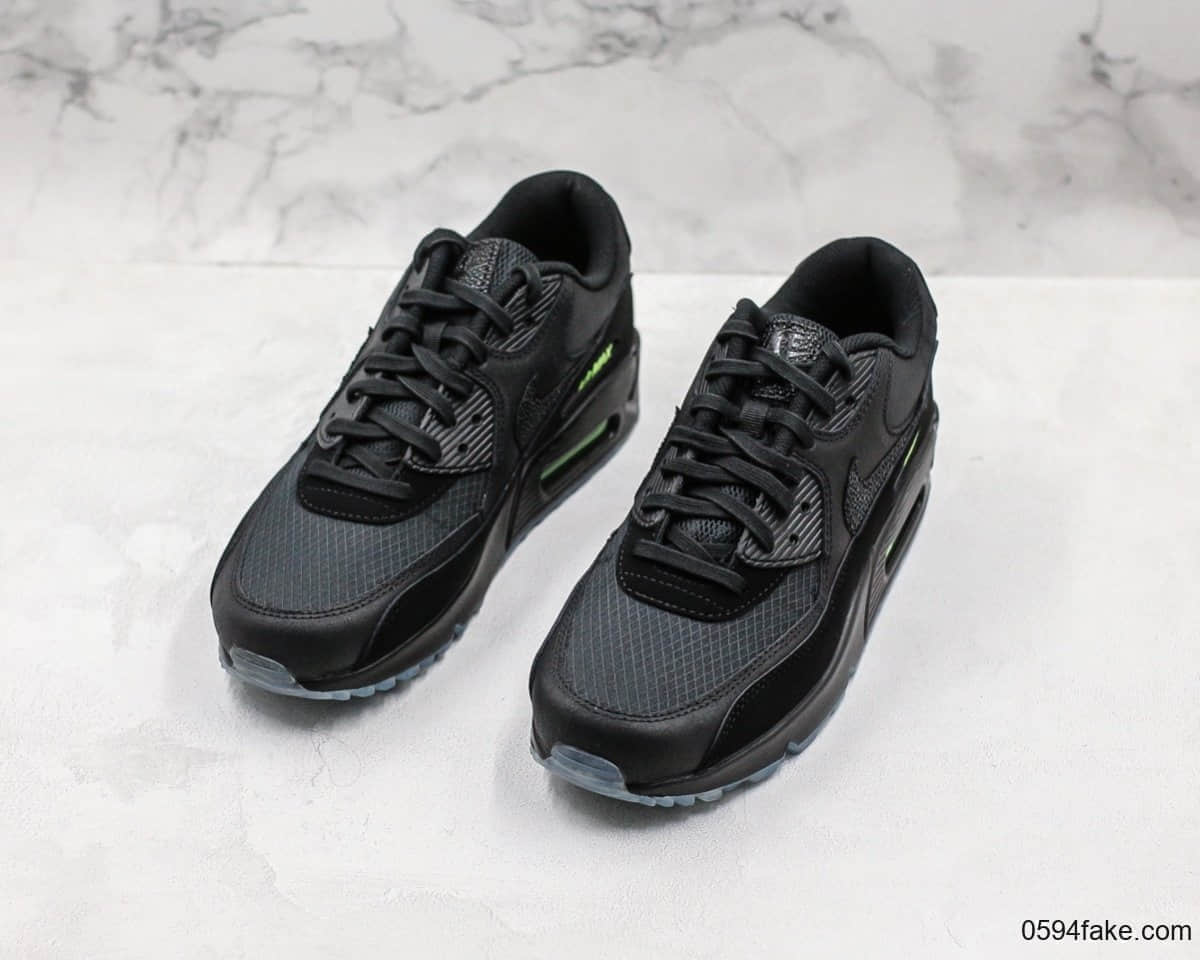 耐克Nike Wmns Air Max 90 SE“Day teal tint”黑绿复古气垫运动慢跑鞋公司级带半码 正确Air气垫+PU高弹大底 货号：AQ6101-001