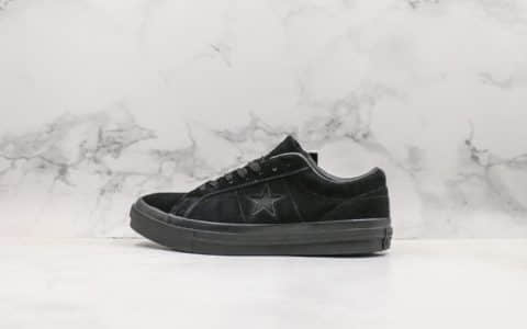 匡威Converse One Star Ox Pinstripe真标硫化匡威全黑木村一星系列百搭硫化板鞋 货号：165033C