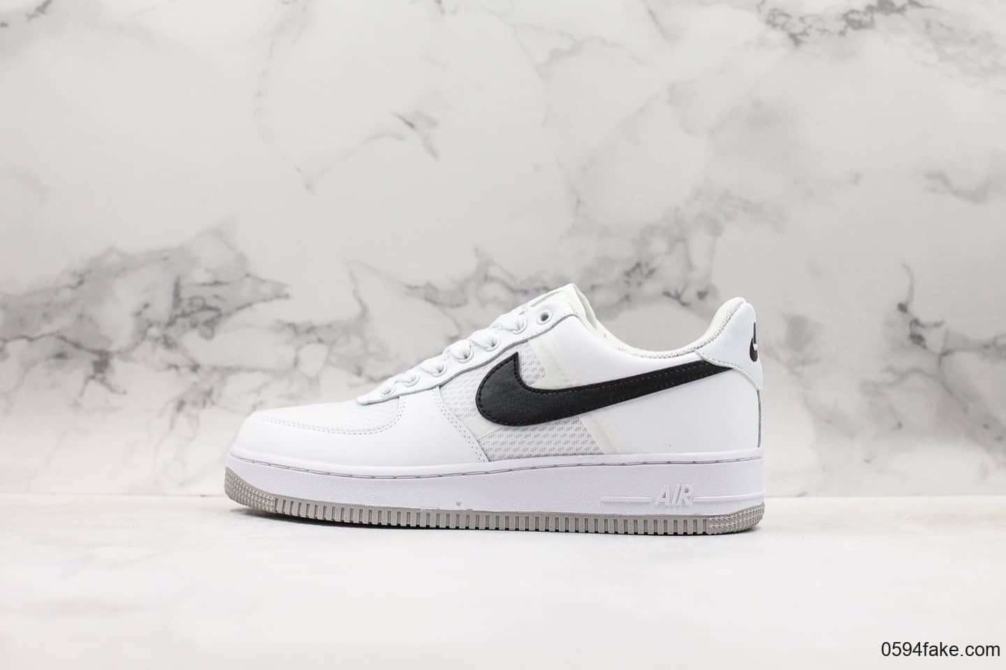 耐克Nike Air Force 1 07 Transparent Mesh Pack公司级版本空军一号经典低帮百搭休闲运动板鞋白拼接网面黑灰 货号：CI0060-101