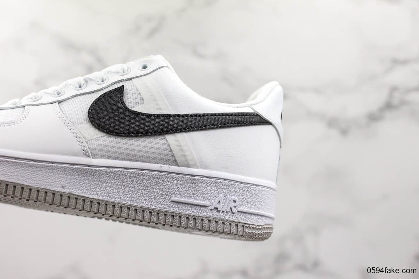 耐克Nike Air Force 1 07 Transparent Mesh Pack公司级版本空军一号经典低帮百搭休闲运动板鞋白拼接网面黑灰 货号：CI0060-101