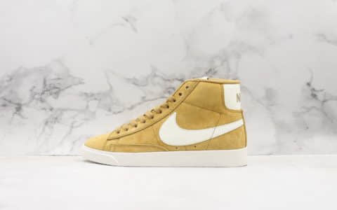 耐克Nike Blazer Mid Vintage Suede开拓者中帮休闲板鞋姜黄色公司级带半码 原版皮料精致质感 货号：917862-700