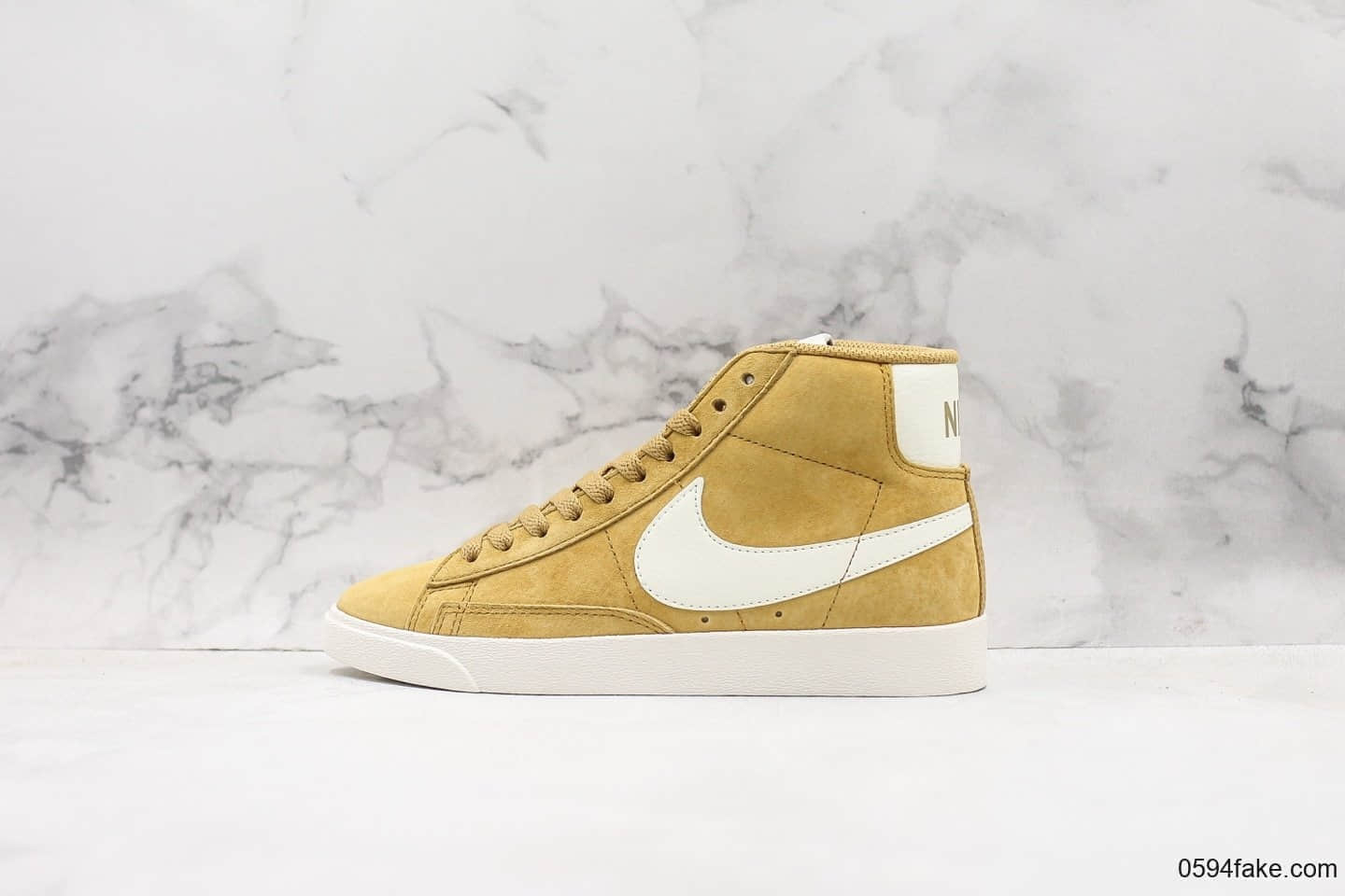 耐克Nike Blazer Mid Vintage Suede开拓者中帮休闲板鞋姜黄色公司级带半码 原版皮料精致质感 货号：917862-700