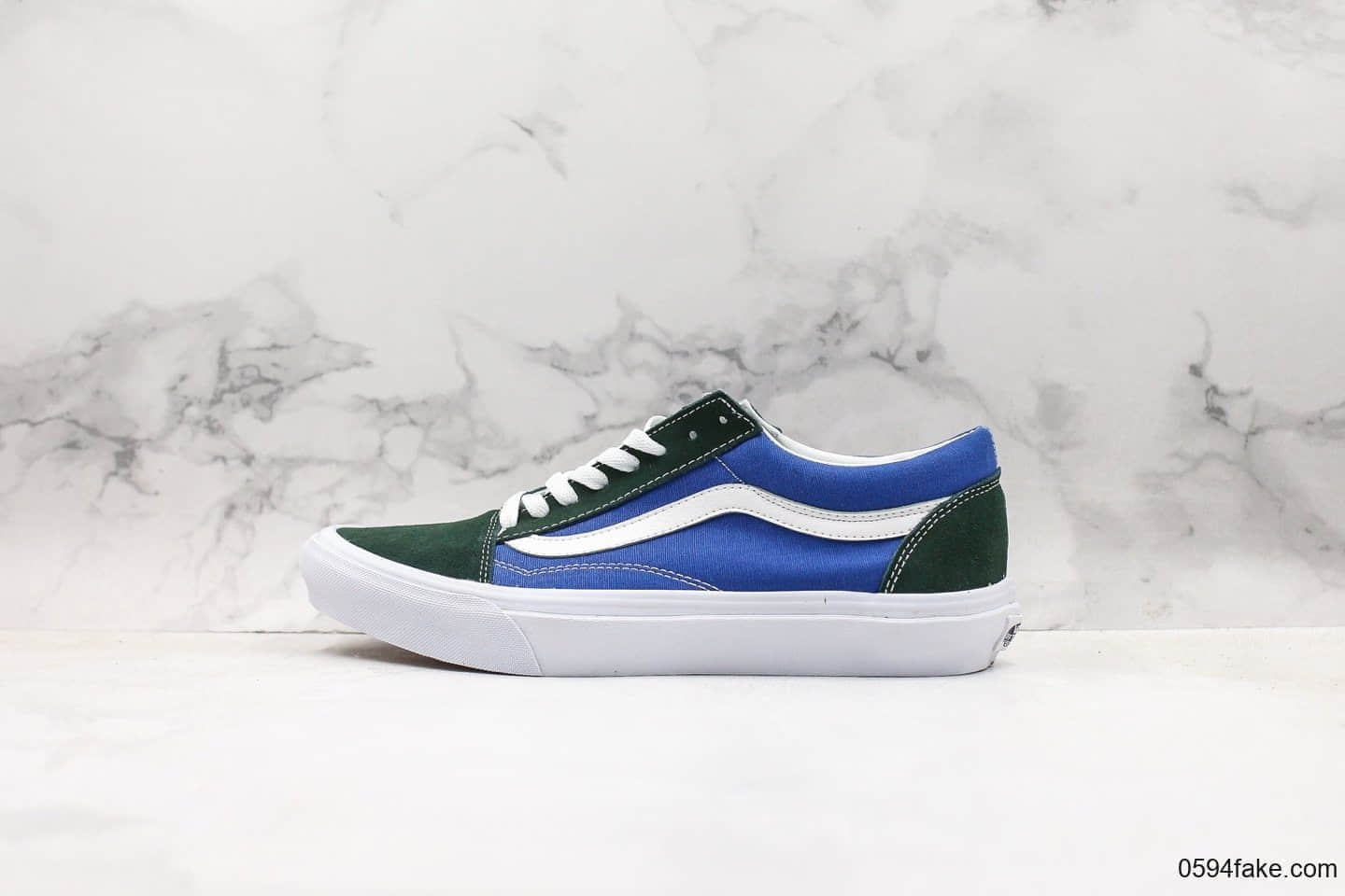 万斯Vans Classic Old Skool蓝绿拼色板鞋硫化低帮休闲鞋男女情侣鞋公司级全新翻盖盒