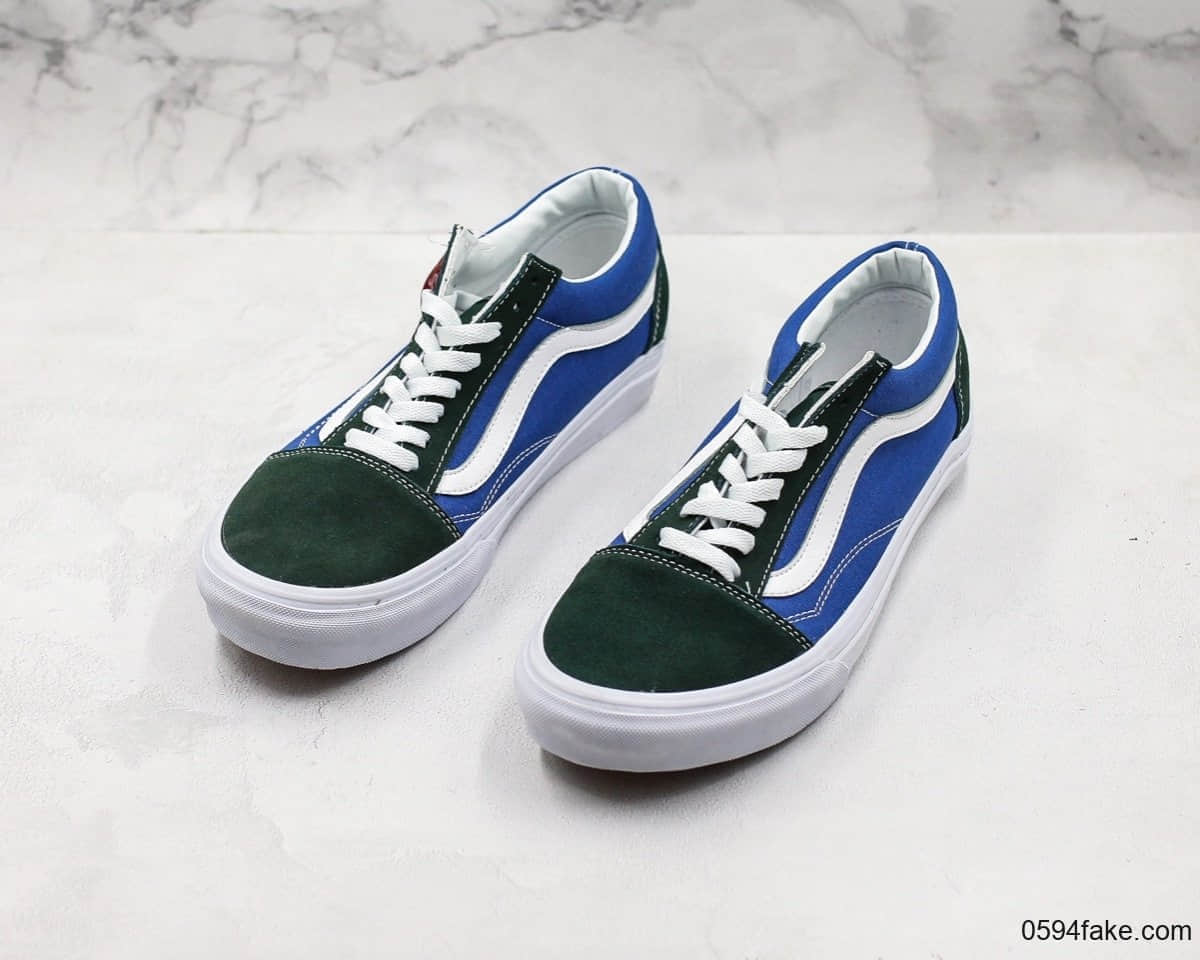 万斯Vans Classic Old Skool蓝绿拼色板鞋硫化低帮休闲鞋男女情侣鞋公司级全新翻盖盒