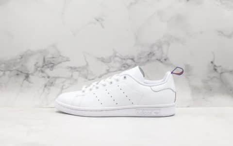 阿迪达斯Adidas Stan Smith法国限定史密斯纯原版本彩旗尾软头层荔枝纹全新配色休闲百搭小白鞋 货号：BD7433