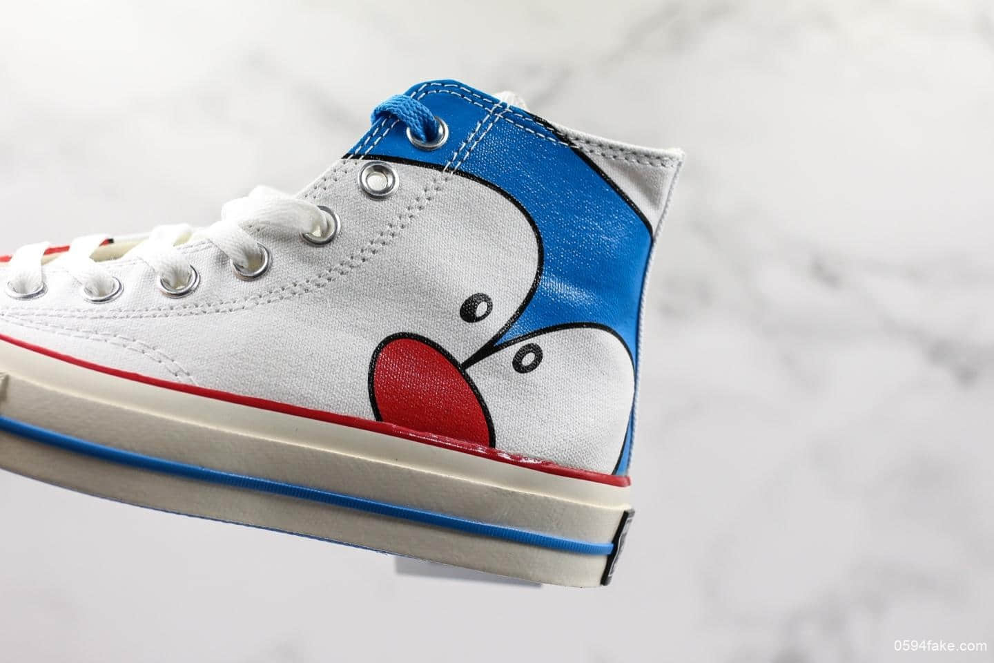 匡威Converse x Doraemon哆啦A梦联名款真标硫化双围条蓝底高帮帆布休闲板鞋