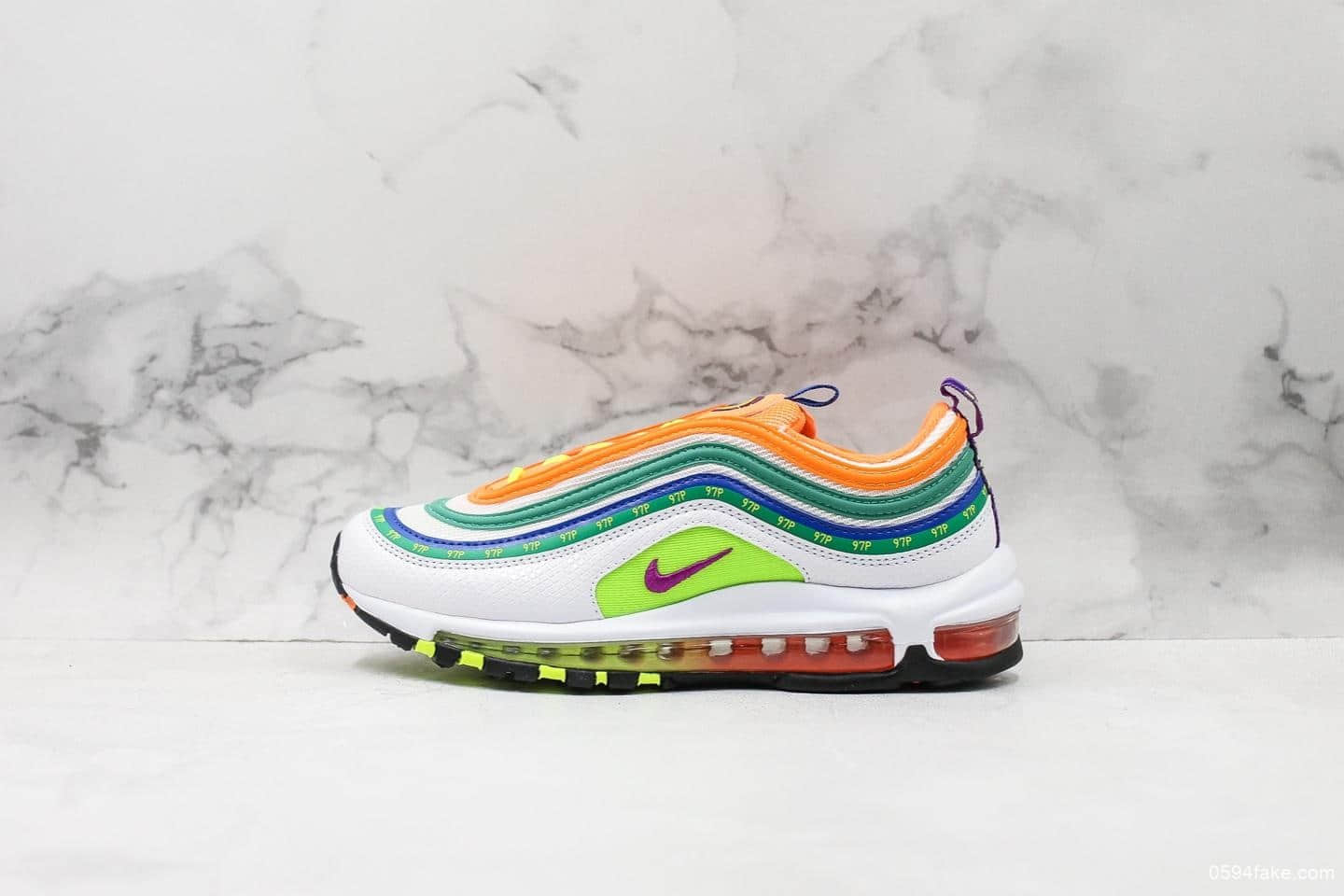 耐克Nike Air Max 97 London Summer of Love纯原版本海外限定配色全掌气垫子弹复古跑步鞋 货号：CI1504-100