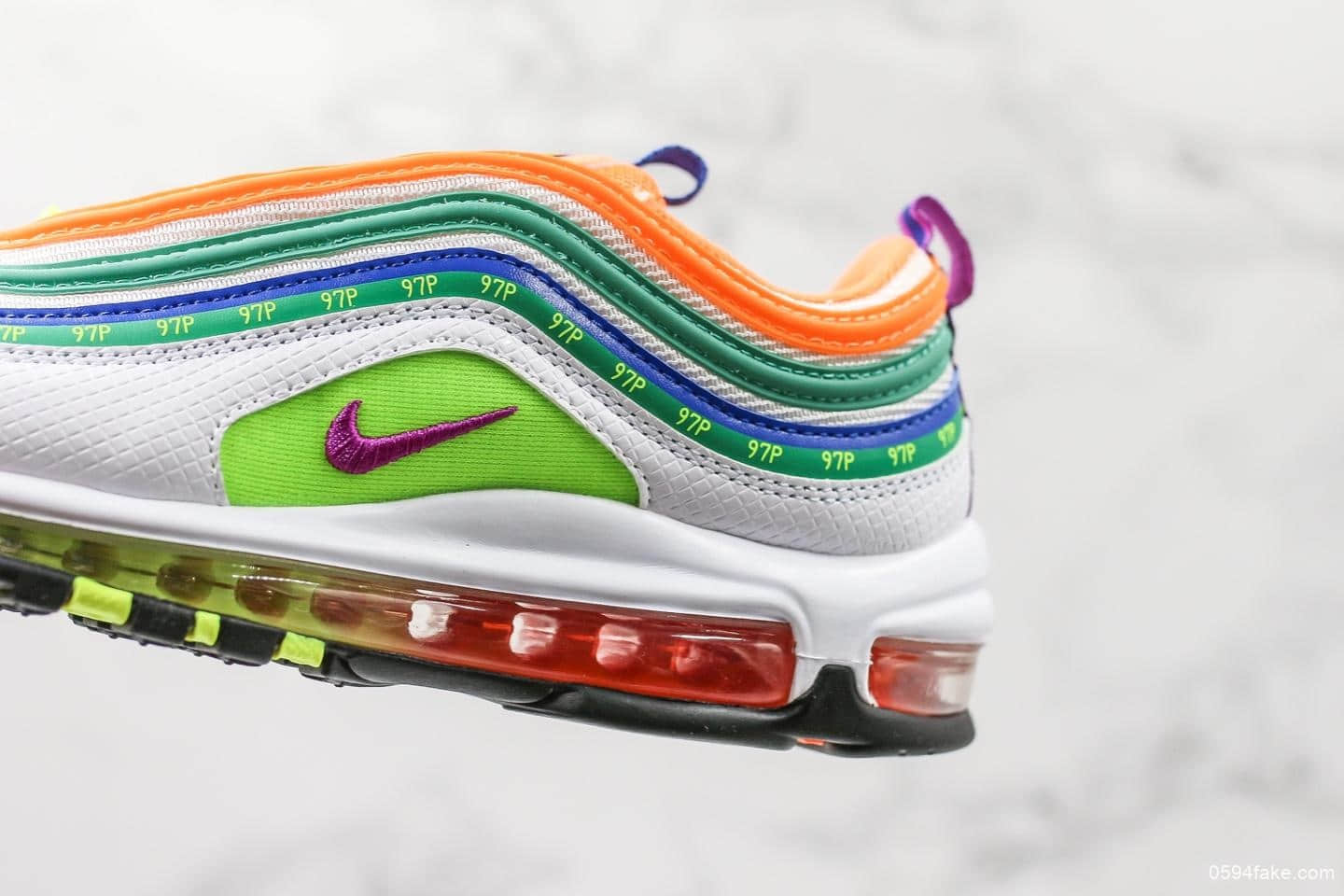 耐克Nike Air Max 97 London Summer of Love纯原版本海外限定配色全掌气垫子弹复古跑步鞋 货号：CI1504-100