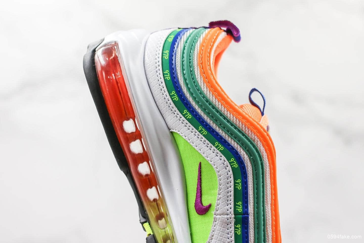 耐克Nike Air Max 97 London Summer of Love纯原版本海外限定配色全掌气垫子弹复古跑步鞋 货号：CI1504-100