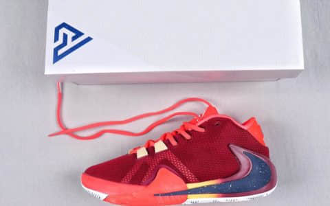 耐克Nike Zoom Freak 1 University Red一代字母哥签名双气垫低帮休闲运动篮球鞋酒红桔红黑黄大倒钩 货号：BQ5422-600