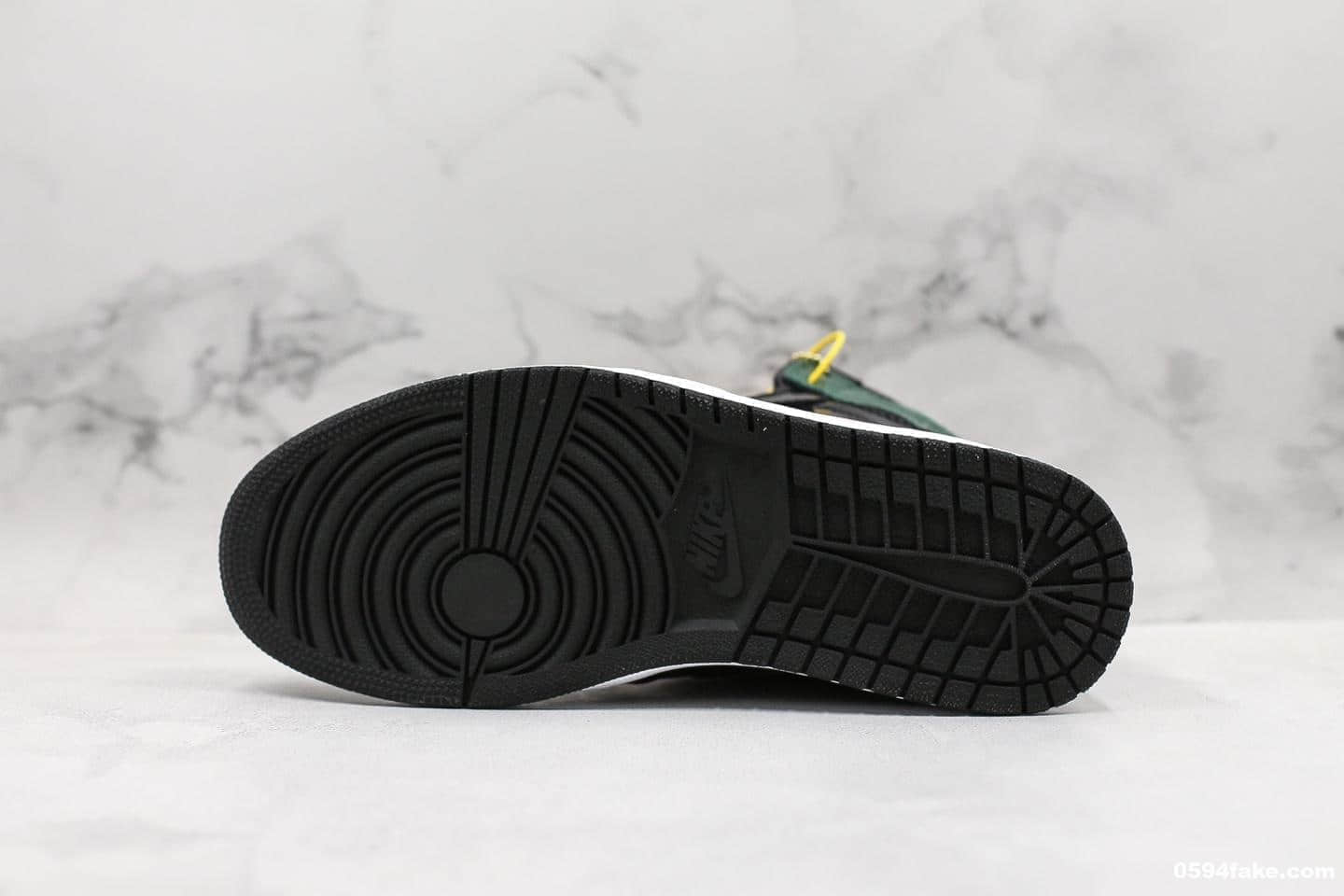 乔‎丹‌Air Jordan 1 x SoleFly F&F纯原版本乔​丹1代‎大​宝剑篮‎球鞋黑‎绿​漆皮‎鸳‌鸯限量​联名‎款全新升‎级版‎鞋楦一比一开版‎完‎美‌还‌原 货号：AV3905-038