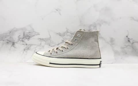 匡威Converse Chuck Taylor All Star真标硫化蓝底工艺原楦开发版原标原盒正确PU蓝底草木灰高帮帆布鞋 货号：164595C