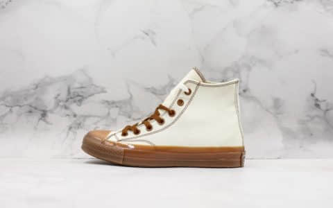 匡威CONVERSE 1906 CHUCK 70 HI焦糖米白帆布鞋真标高品质全新配色原厂牛津大底牛津围条正确PU蓝底 货号：155498C