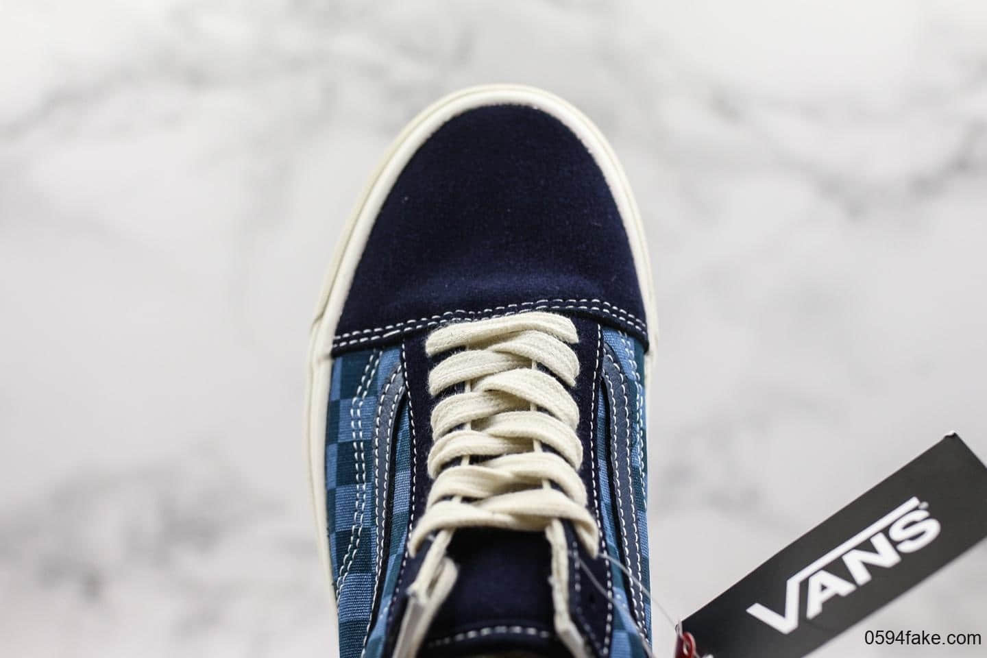 万斯Vans old skool真标硫化版本蓝格子万斯低帮硫化系列蓝色万斯经典外围可充正