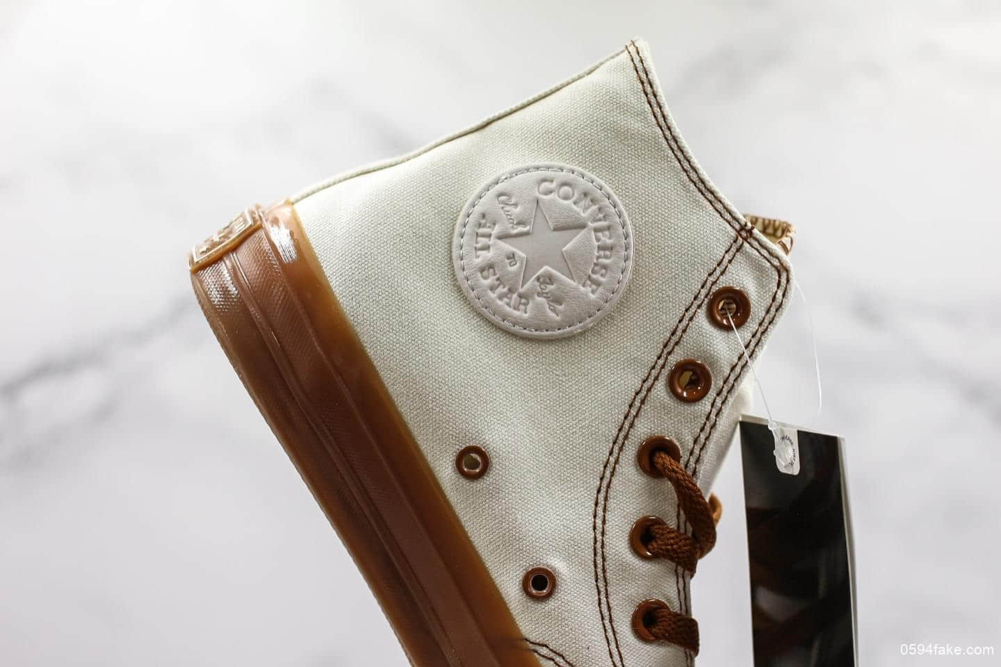 匡威CONVERSE 1906 CHUCK 70 HI焦糖米白帆布鞋真标高品质全新配色原厂牛津大底牛津围条正确PU蓝底 货号：155498C