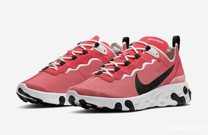 鲑鱼粉配色！这双Nike React Element 55有点温柔！ 货号：CI3831-800