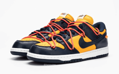 黄蓝Off-White x Nike Dunk Low实物图释出！是心动的感觉没错了！ 货号：CT0856-700