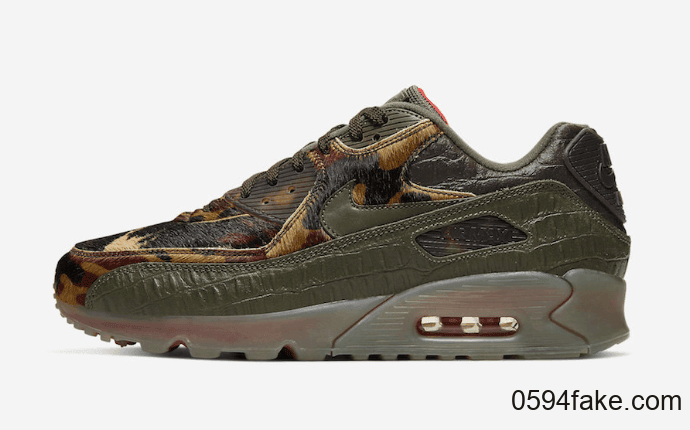 仿鳄鱼皮+虎皮鞋面！这双Nike Air Max 90也太狂野不羁了吧！ 货号：CU0675-300