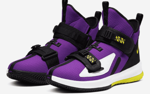 熟悉的湖人配色！Nike LeBron Soldier 13“ Voltage Purple”将于10月1日发售！ 货号：AR4225-500