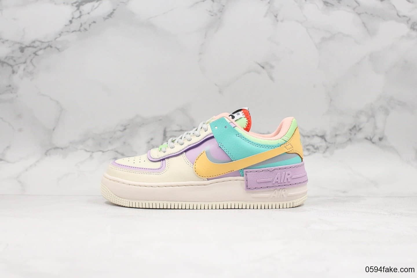 耐克Nike Air Force 1 Shadow “Tropical Twist”拼接马卡龙糖果粉公司级原鞋开发原装组合原底头层小牛皮 货号：CI0919-101