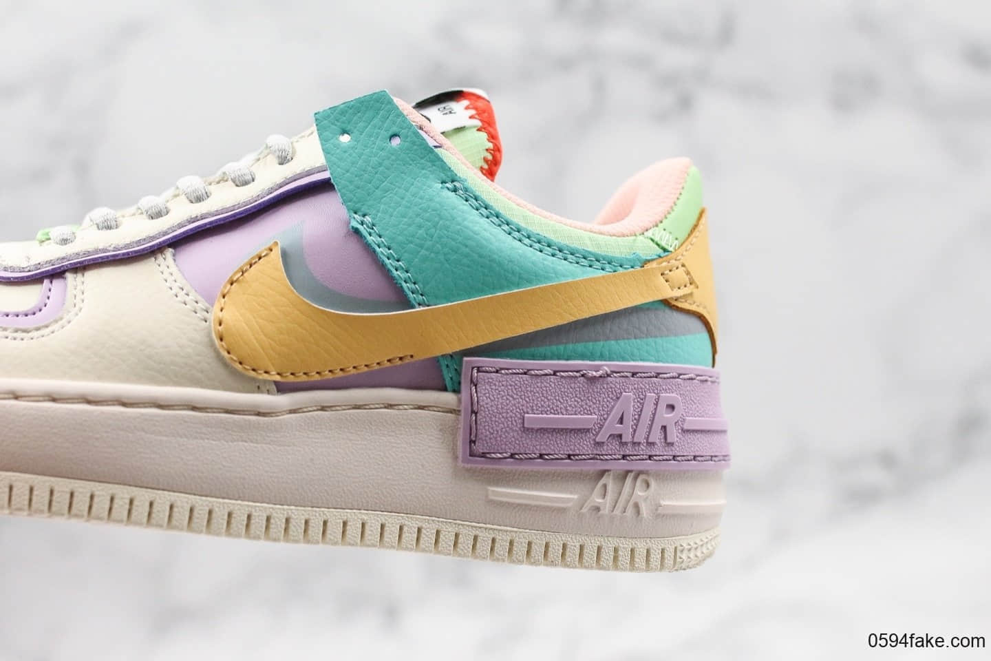 耐克Nike Air Force 1 Shadow “Tropical Twist”拼接马卡龙糖果粉公司级原鞋开发原装组合原底头层小牛皮 货号：CI0919-101