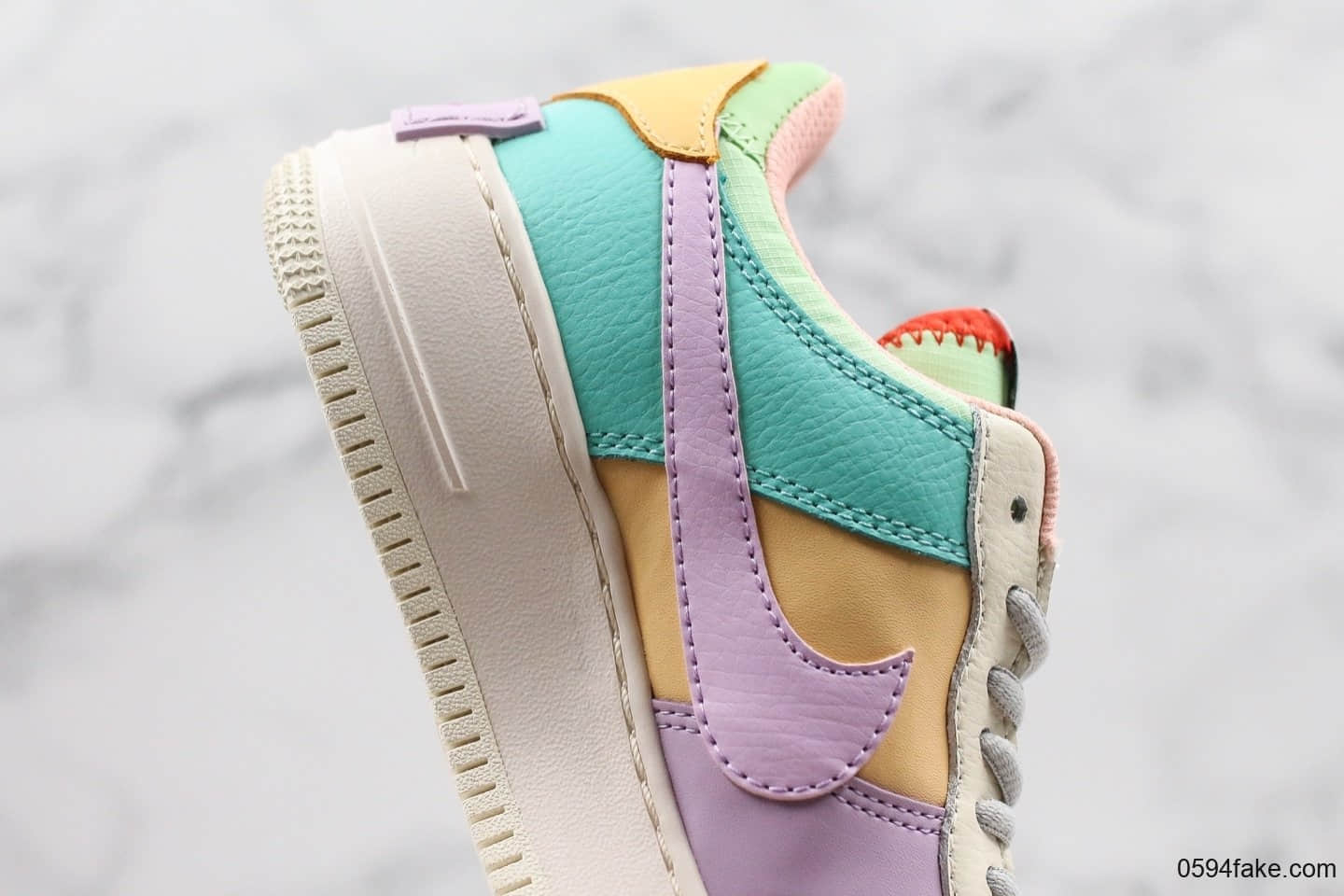 耐克Nike Air Force 1 Shadow “Tropical Twist”拼接马卡龙糖果粉公司级原鞋开发原装组合原底头层小牛皮 货号：CI0919-101