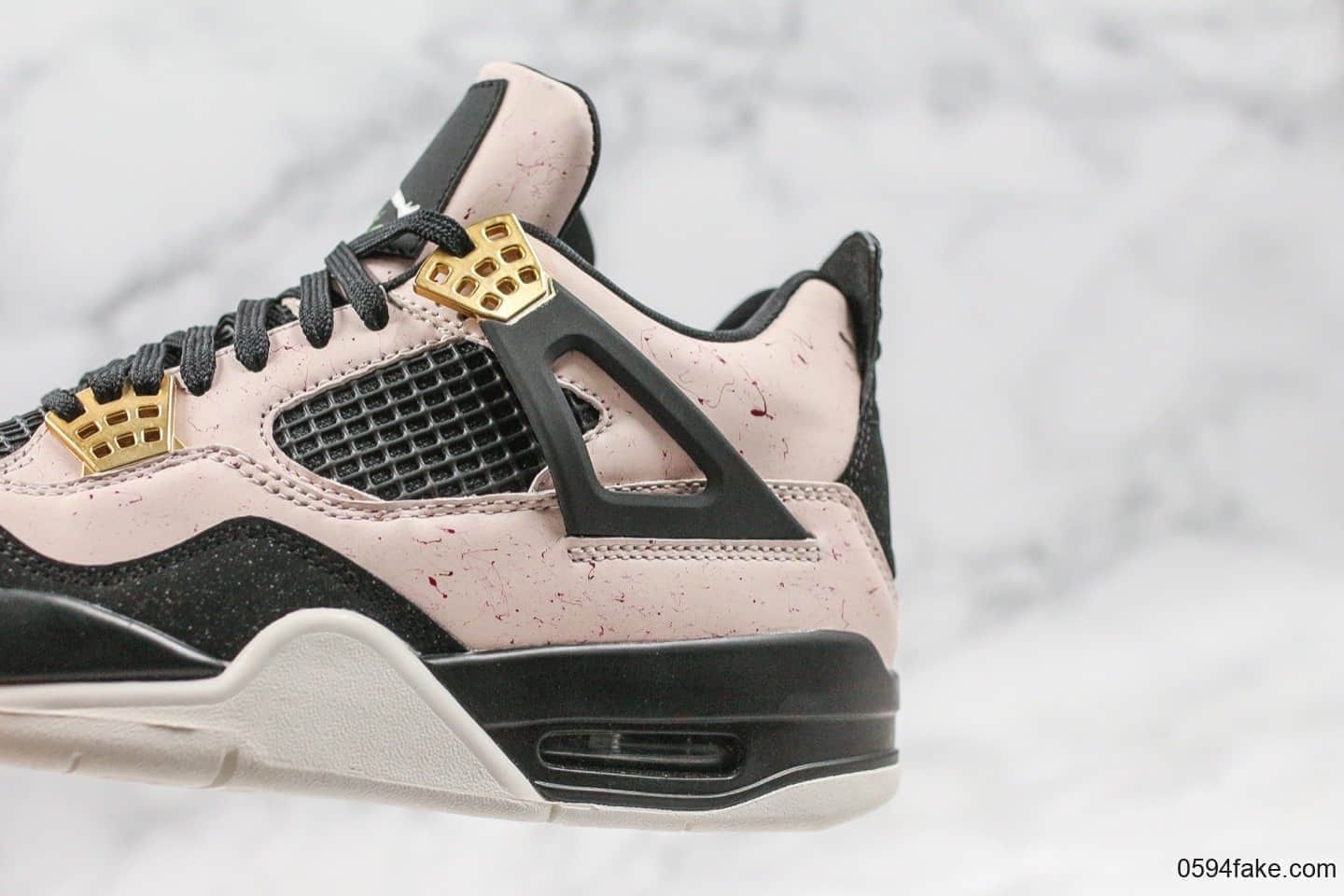 乔丹Air Jordan 4 WMNS“Silt Red”金扣大理石纯原带半码原厂头层皮原厂底模一比一做工 货号：AQ9129-601