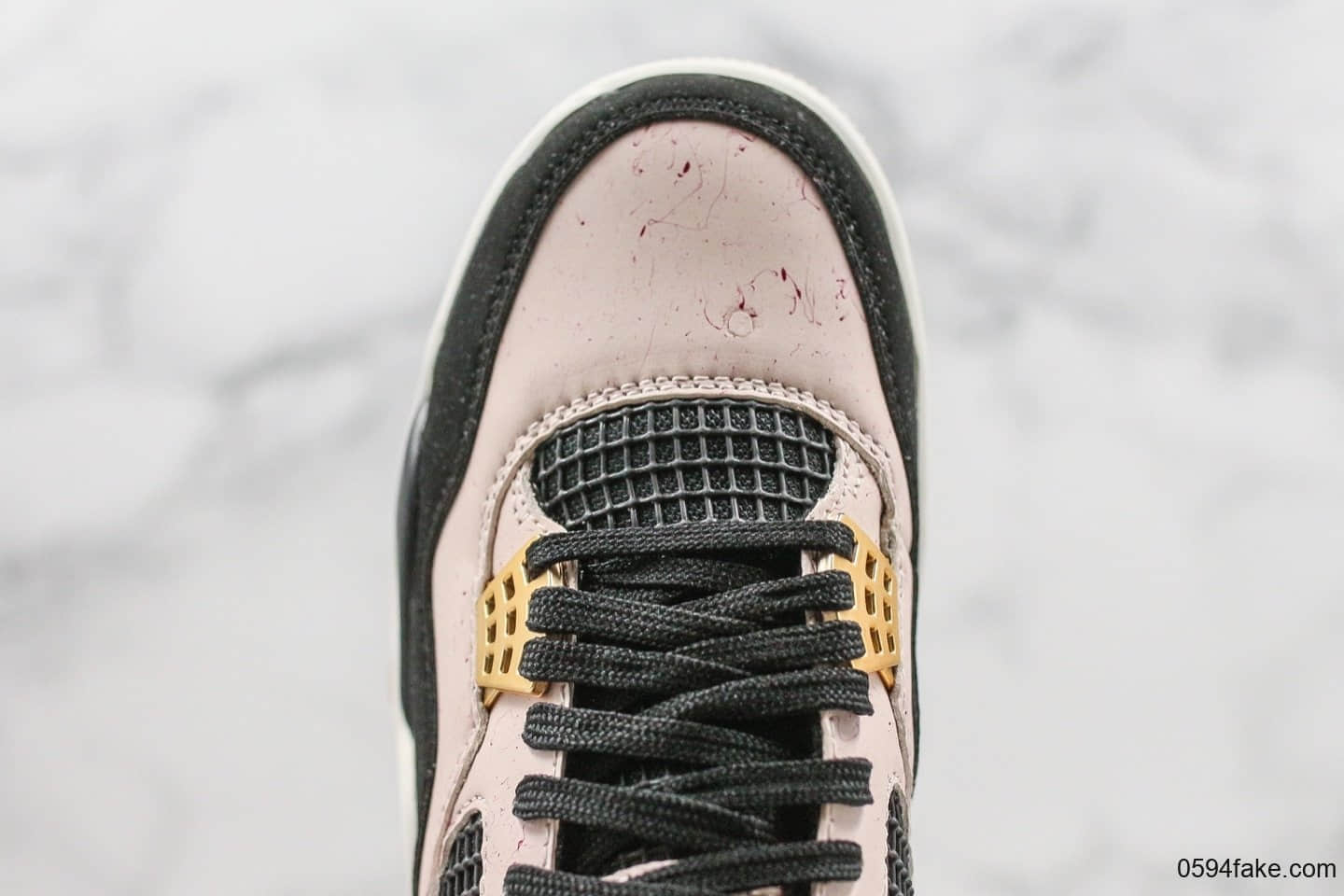 乔丹Air Jordan 4 WMNS“Silt Red”金扣大理石纯原带半码原厂头层皮原厂底模一比一做工 货号：AQ9129-601