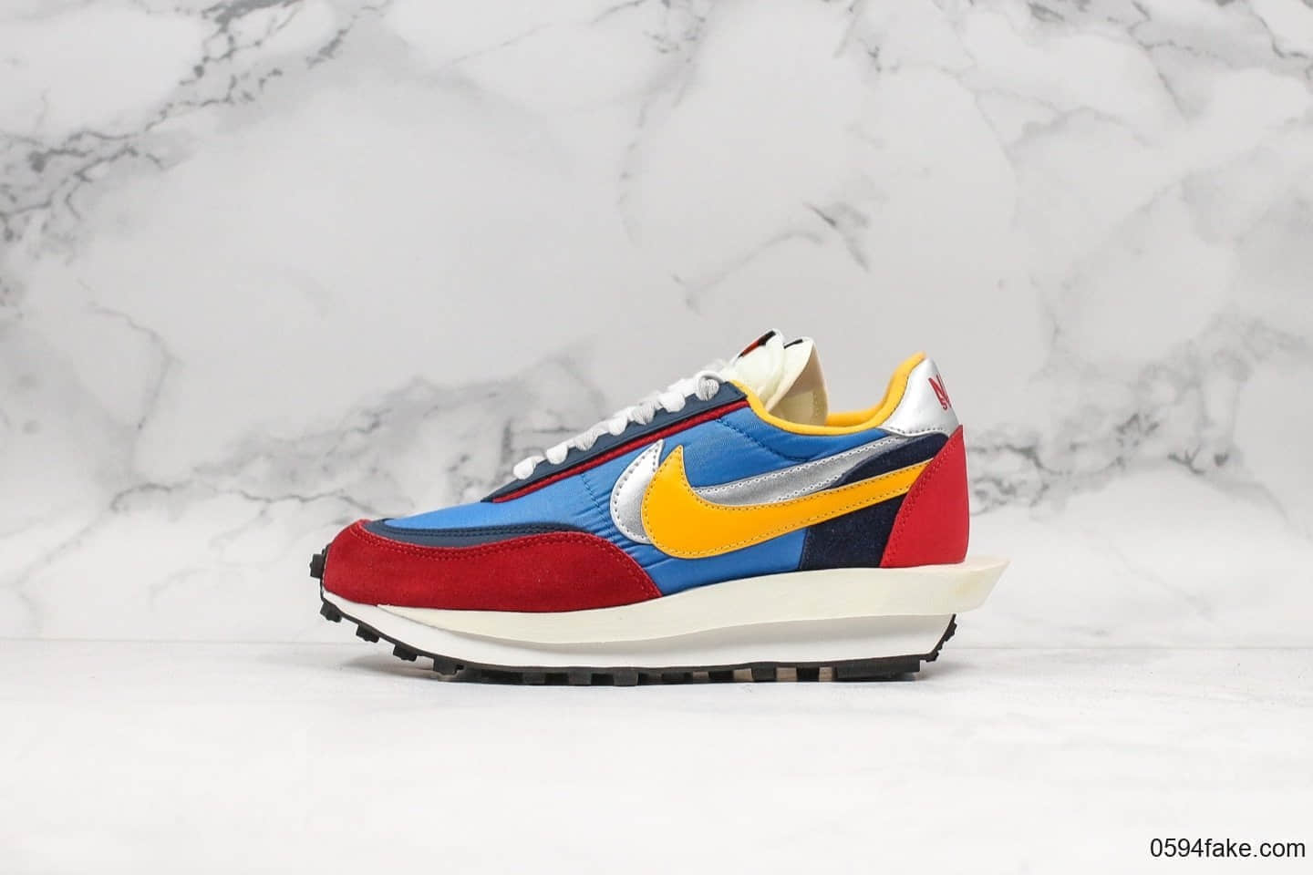 耐克Sacai x Nike LVD Waffle Daybreak联名走秀款华夫鞋变形解构鞋蓝红银黄公司级带半码原厂网布双层EVA组合大底 货号：BV0073-400