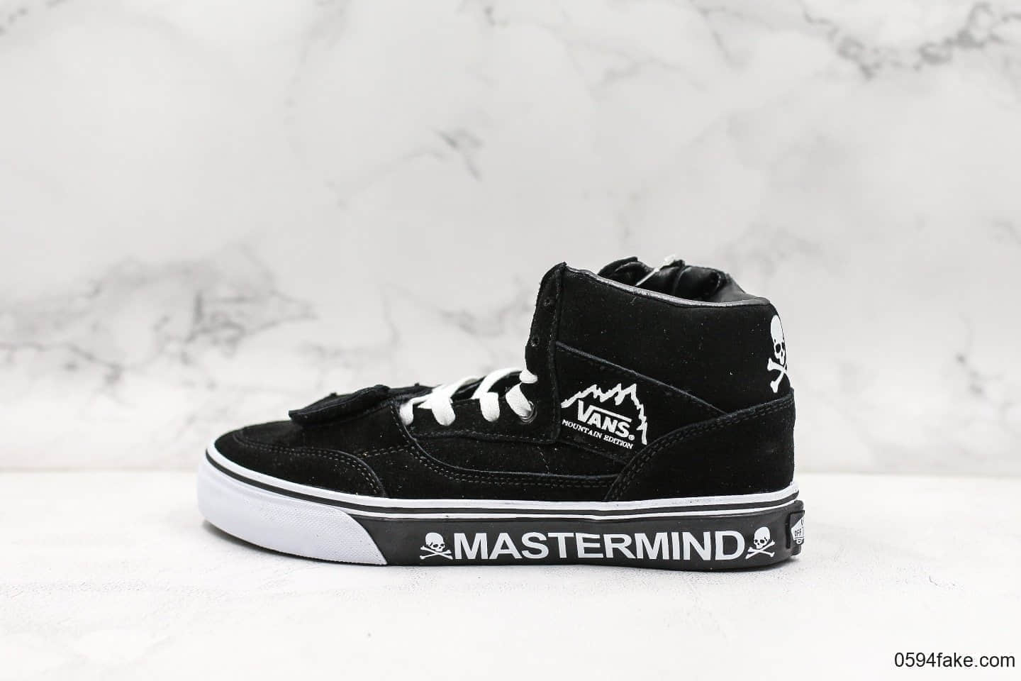 万斯Mastermind JAPAN x Vans Mountain Edition MMJ黑暗骷髅联名中帮板鞋磨砂黑真标带半码真硫化原厂大底