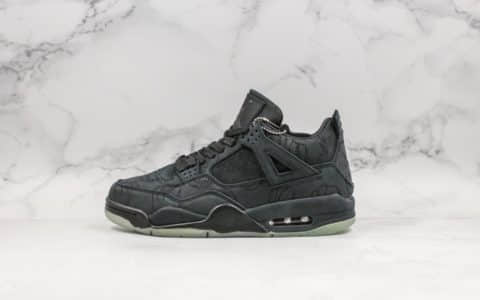 乔丹Air Jordan 4 x Kaws “Triple Black”涂鸦大师联名黑麂皮公司级带半码原鞋开模真标真盒 货号：930155-001