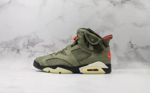 乔丹Travis Scott x Air Jordan 6斯科特联名AJ6橄榄绿OG纯原市售最高版本原鞋开发原厂皮料正确夜光大底 货号：CN1084-200