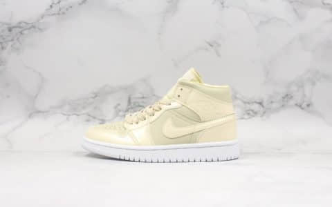 乔丹Air Jordan 1 Mid纯原版本奶油黄原装渠道市面最高工艺AJ1原鞋开模全新批次 货号：CK6587-200