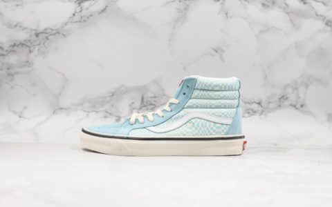 万斯Vans Sk8-Hi 38DX高帮硫化板鞋天蓝马赛克公司级带半码顶级原厂硫化精细做工原鞋开模