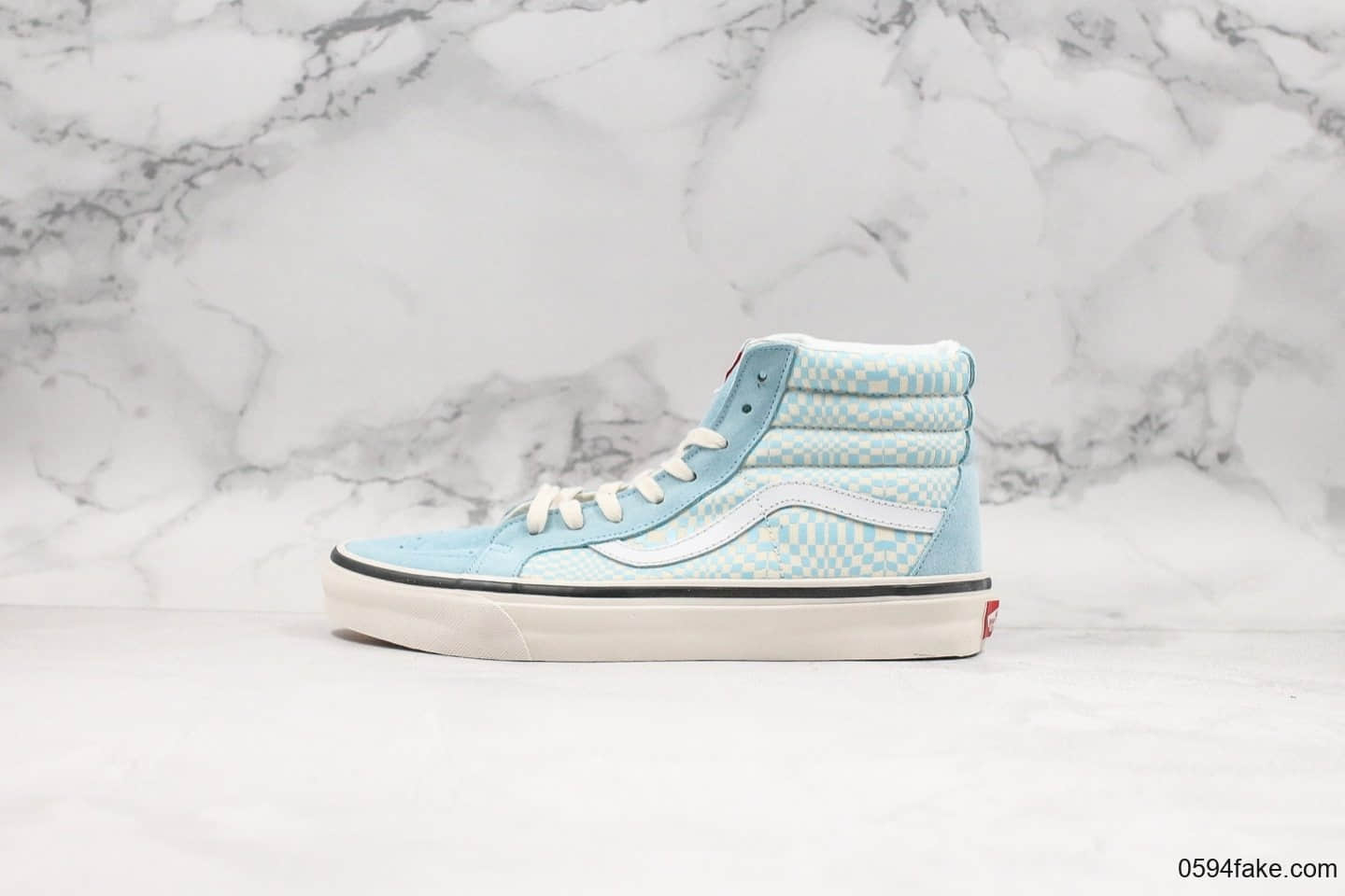 万斯Vans Sk8-Hi 38DX高帮硫化板鞋天蓝马赛克公司级带半码顶级原厂硫化精细做工原鞋开模