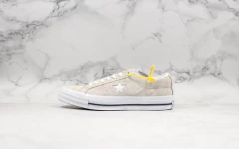 匡威Converse One Star Ox Pinstripe一星系列硫化板鞋灰白色公司级带半码PU蓝底诠释市场最高品质