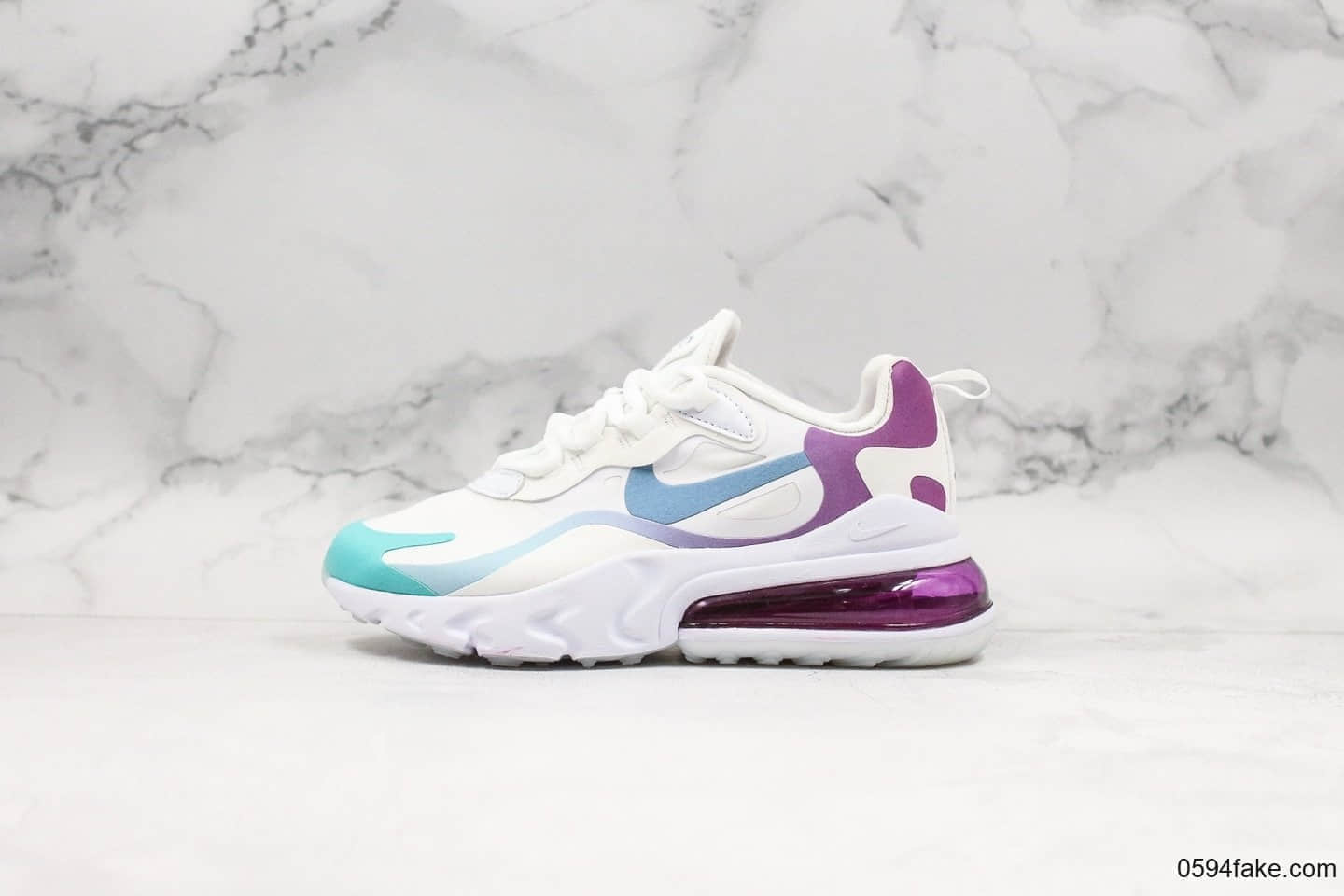 耐克Nike Air Max 270 React 机能气垫跑步鞋黑粉白公司级带半码原盒原标高频网纱 货号：AO6174-101