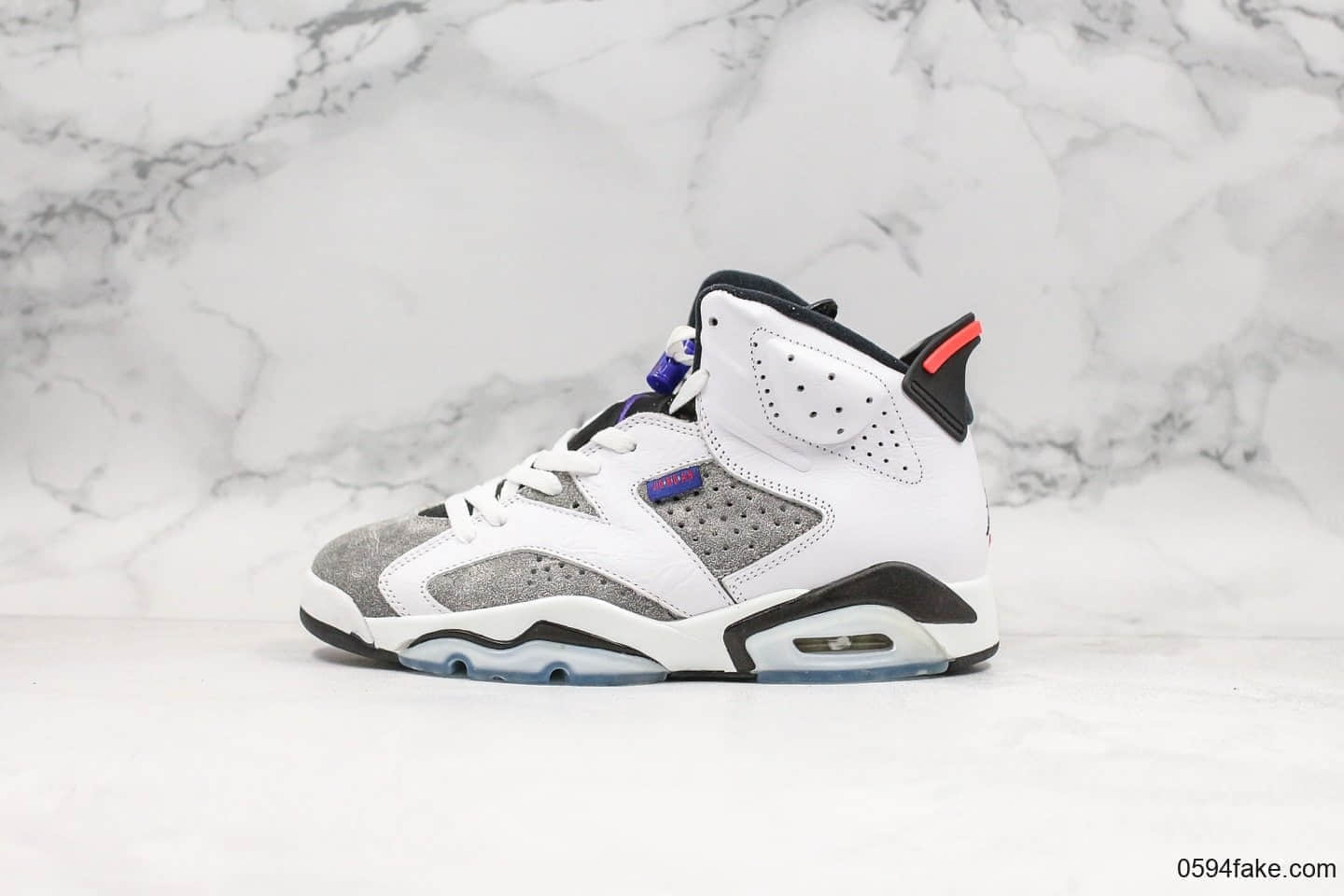 乔丹Air Jordan AJ6 Flint纯原版本AJ6燧石灰白紫外线全新软牛皮+麂皮打造实战篮球鞋 货号：CI3125-100