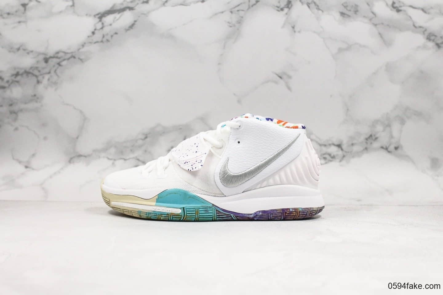 耐克Nike Kyrie 6 EP纯原版本欧文6彩虹白配色原档数据采集原厂Ortholite欧斯莱缓震鞋垫实战篮球鞋 货号：BQ9377-102