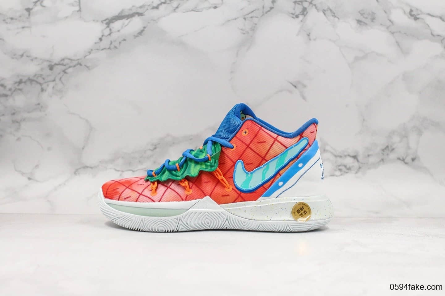 耐克Nike Kyrie 5 x SpongeBob纯原版本欧文5代联名海绵宝宝主题菠萝屋配色内置原厂气垫原盒原标支持实战 货号：CJ6951-800