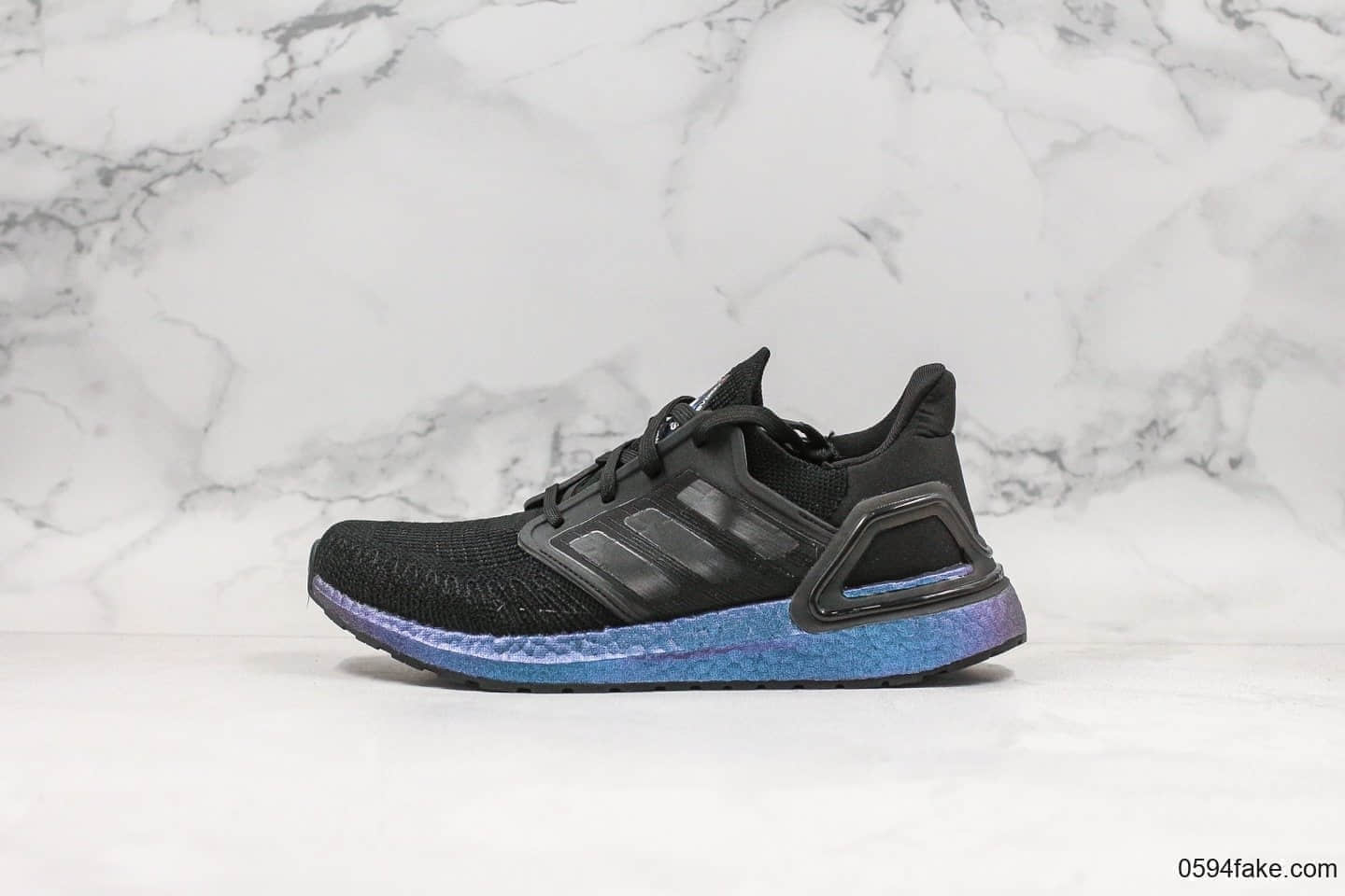 阿迪达斯Adidas UltraBoost纯原版本2019新款UB6.0黑紫色后跟镂空TPU支架搭配Primeknit360科技爆米花跑鞋 货号：EG1341