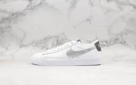 耐克NIKE BLAZER LOW LE公司级版本开拓者低帮板鞋银钩灰标全新配色全头层纳帕皮质原盒原标双层中底布 货号：AV9370-106