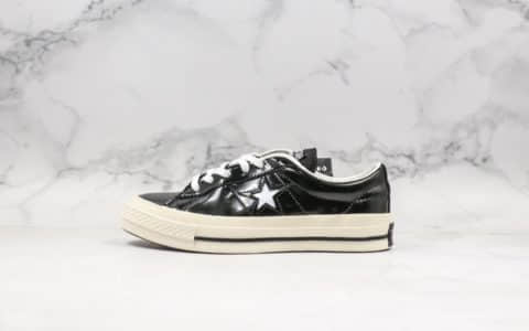 匡威Converse One Star木村一星硫化鞋黑白皮面板鞋公司级拼接头层牛皮正确蓝底原盒原标